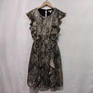 NWT Bar III Snake Print Neon Jungle Dress Women's XS Brown Boho Retro Y2K Beach